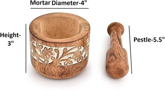 Alt view image 5 of 5 - Mortal & Pestle Mango Wood Natural Wooden Mortar & Pestle Mixing Grinder Set Pill Crusher Kitchen Utensils Housewarming Gift