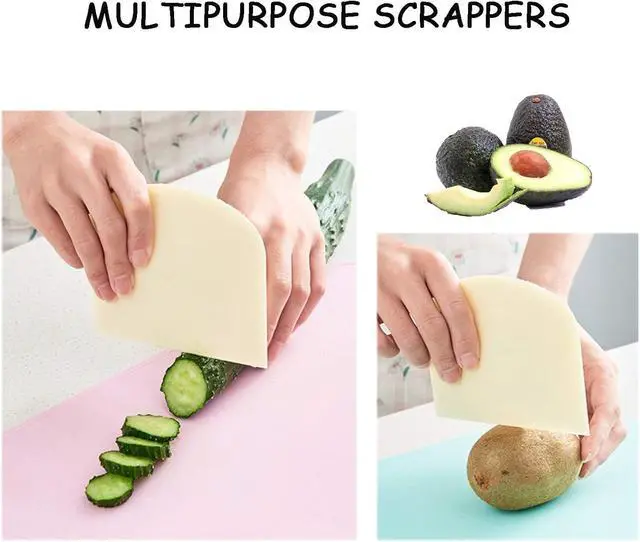 Alt view image 7 of 7 - 3 PCS Plastic Dough Scraper Bench Scraper, 4.7x3.7" Flexible Bowl Scraper, Food-Grade Dough Cutter, Non-Slip Food Scrappers for Bread, Cake, Cream, Fondant