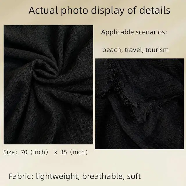Alt view image 6 of 6 - Scarf for Women Summer Lightweight Cotton Linen Scarves Soft Crinkle Beach Shawl Hijab Head Suncreen Scarfs