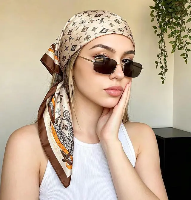 Alt view image 2 of 7 - LECHI Satin Head Scarf Silk Like Hair Scarf Stain Bandana For Women Hair Scarves Accessories Fashion Neck Silk