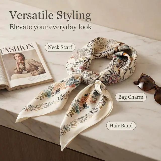 Alt view image 5 of 6 - LECHI Satin Silk Hair Scarf, Soft Solid Color Headscarf Fashion Neck Scarf Bandana for Women Daily Accessory