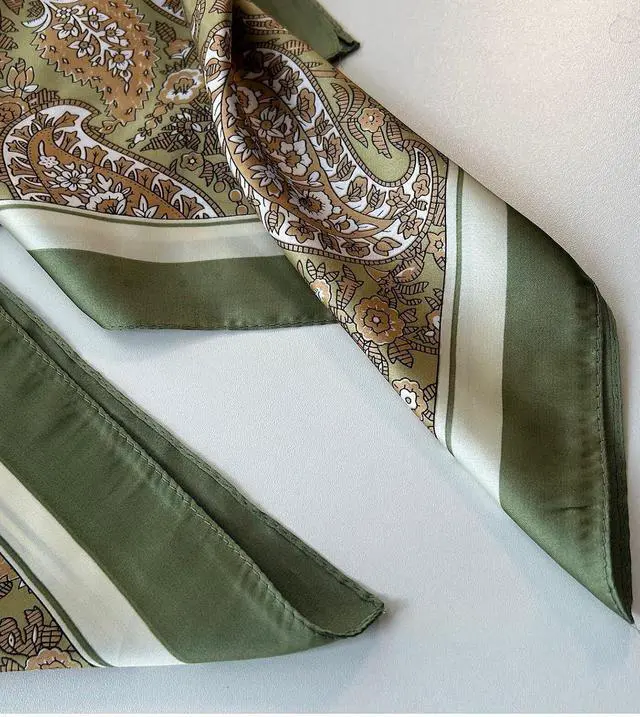 Alt view image 4 of 7 - WENLOOY Square Satin Silk Feeling Hair Scarf Headscarf for Women/Men's Necktie Silk Bandanas Pocket Square