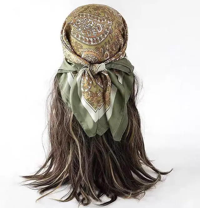 Alt view image 5 of 7 - WENLOOY Square Satin Silk Feeling Hair Scarf Headscarf for Women/Men's Necktie Silk Bandanas Pocket Square