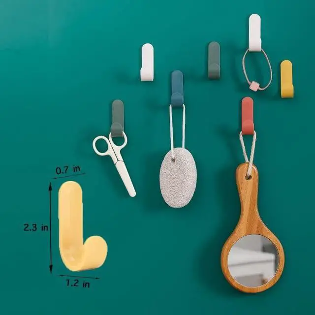 Alt view image 5 of 7 - Ducige 12 Pack Adhesive Hooks Utility Wall Hooks Key Hooks for Wall Decorative Key Holder Rack Self Adhesive Wall Hooks for Towels, Hats, Shower, Kitchen, Living Room, Office