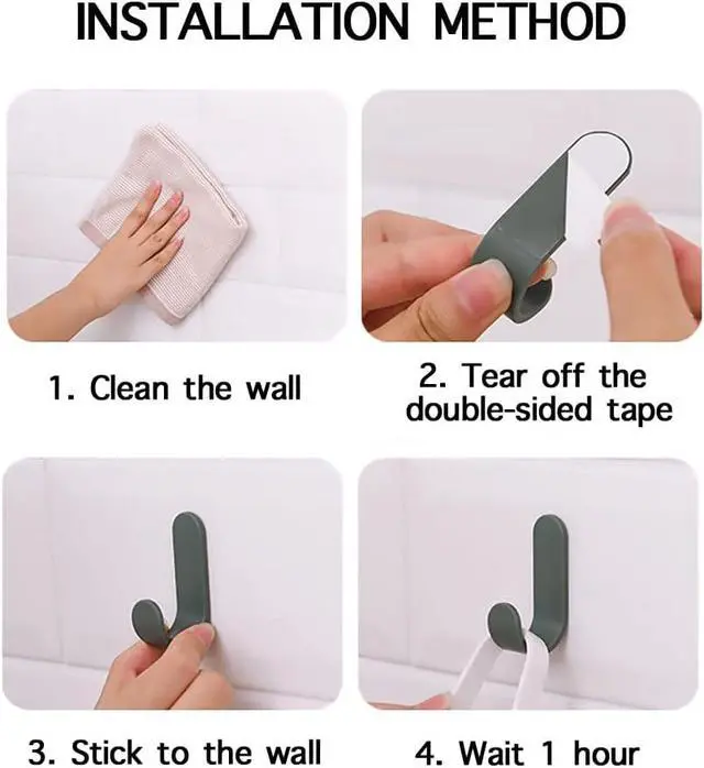 Alt view image 7 of 7 - Ducige 12 Pack Adhesive Hooks Utility Wall Hooks Key Hooks for Wall Decorative Key Holder Rack Self Adhesive Wall Hooks for Towels, Hats, Shower, Kitchen, Living Room, Office
