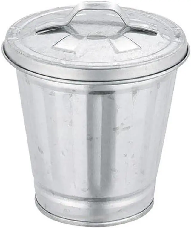 Main image of Silver Mini Galvanized Metal Trash Can with Lid, Tabletop Wastebasket,Pen Holder, for Desk Pencil Holder for Office,School,Dorm Room&Vanity, Desk Accessories (3.7 x 3.5 x 2.5 inches)