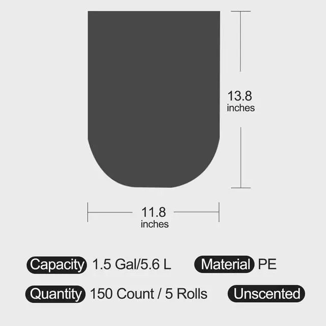 Alt view image 2 of 5 - Mini Trash Bags for Tiny Desktop Trash cans,1.5 GAL/5.6 L Strong Garbage Bag for Small Sized Waste Bin, Black Trash Bags for 3 in 1 Rvs Trash Can (150 Count / 5 Rolls, Black)