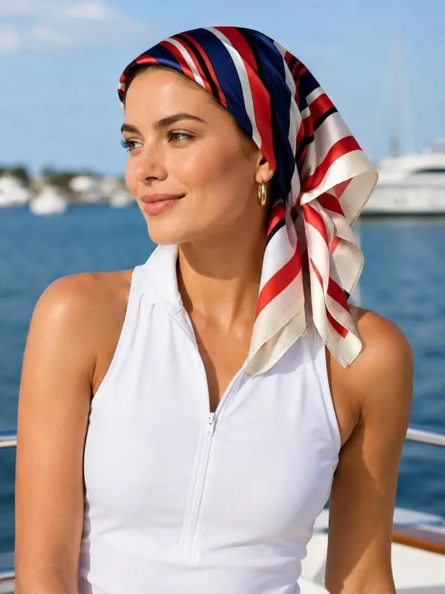Alt view image 2 of 6 - RIIQIICHY 27.5 Square Head Scarf Women Hair Wrapping Neck Scarves Headband Bag Accessories