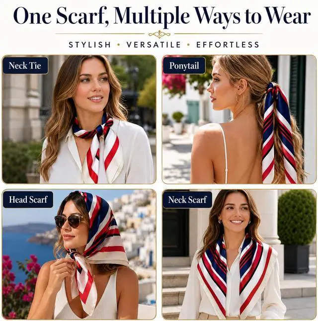 Alt view image 4 of 6 - RIIQIICHY 27.5 Square Head Scarf Women Hair Wrapping Neck Scarves Headband Bag Accessories