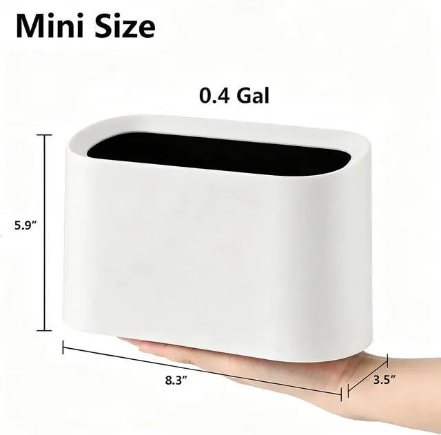 Alt view image 2 of 7 - SUBEKYU Mini Countertop Trash Can,Tiny Desktop Trash Can,White 0.4 Gal | Small Garbage Can Wastebasket for Office Kitchen Coffee Table