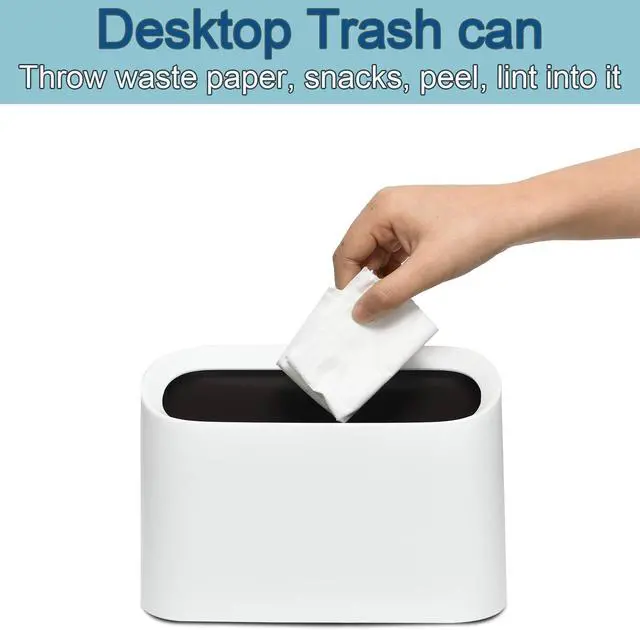 Alt view image 3 of 7 - SUBEKYU Mini Countertop Trash Can,Tiny Desktop Trash Can,White 0.4 Gal | Small Garbage Can Wastebasket for Office Kitchen Coffee Table