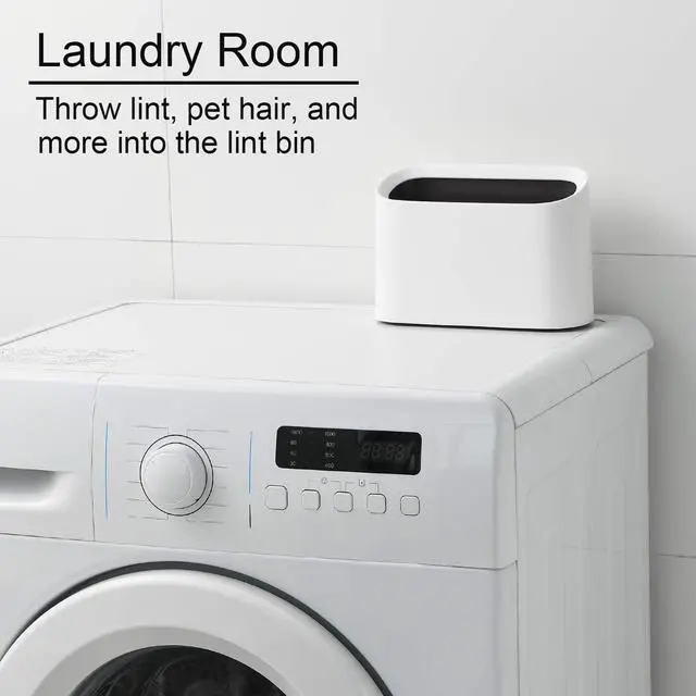 Alt view image 5 of 7 - SUBEKYU Mini Countertop Trash Can,Tiny Desktop Trash Can,White 0.4 Gal | Small Garbage Can Wastebasket for Office Kitchen Coffee Table