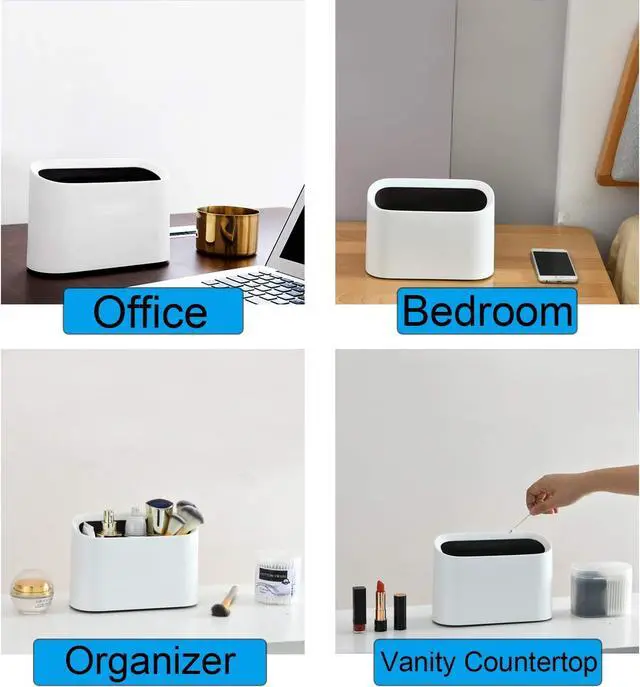 Alt view image 7 of 7 - SUBEKYU Mini Countertop Trash Can,Tiny Desktop Trash Can,White 0.4 Gal | Small Garbage Can Wastebasket for Office Kitchen Coffee Table