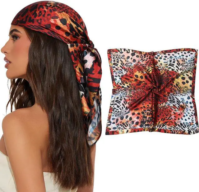 Main image of AWAYTR 27.5" Square Satin Head Scarf for Women Hair Scarf Silky Bandana | 70x70cm silk feel head scarf wrap. Ideal for women daily wear travel and sleeping. Soft premium hair protection accessory.