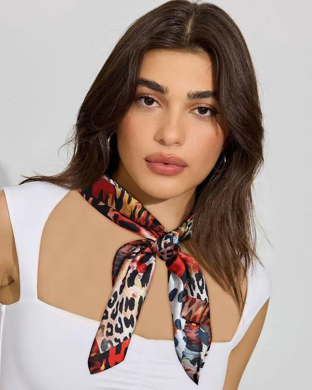 Alt view image 3 of 7 - AWAYTR 27.5" Square Satin Head Scarf for Women Hair Scarf Silky Bandana | 70x70cm silk feel head scarf wrap. Ideal for women daily wear travel and sleeping. Soft premium hair protection accessory.