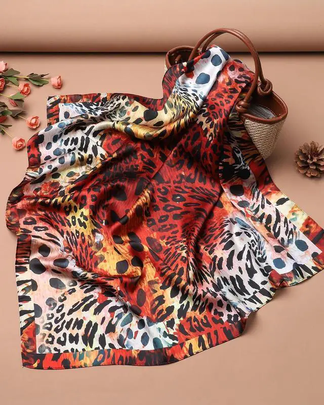 Alt view image 7 of 7 - AWAYTR 27.5" Square Satin Head Scarf for Women Hair Scarf Silky Bandana | 70x70cm silk feel head scarf wrap. Ideal for women daily wear travel and sleeping. Soft premium hair protection accessory.