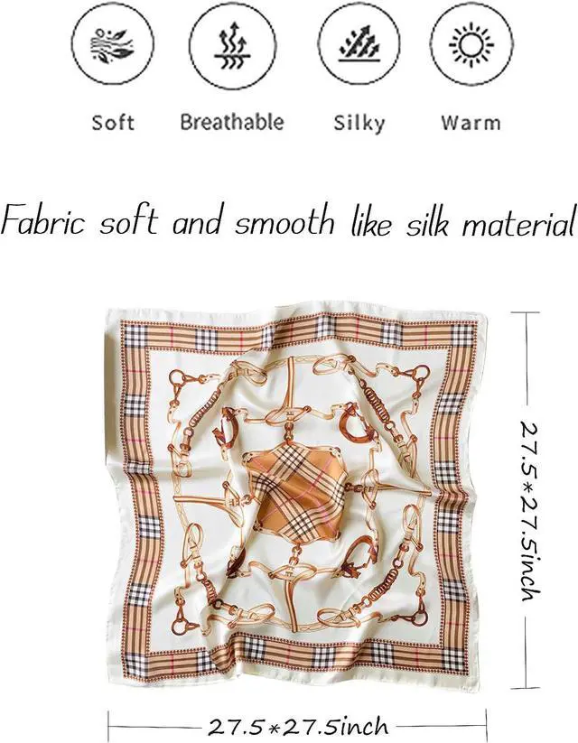Alt view image 3 of 6 - Hioyiwse Satin Bandanas Head Scarf For Women Hair Scarves Accessories Lightweight Fashion Wrap Neck Silk Sleeping Headscarf