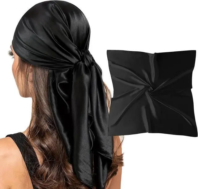 Main image of vimate 35" Square Silk Like Head Scarf - Women's Fashion Satin Scarf Bandana for Hair Wrapping at Night.