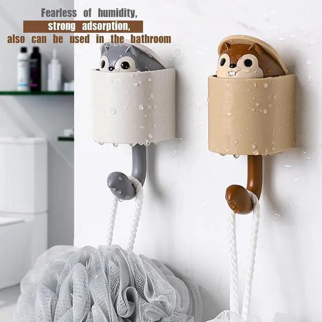 Alt view image 5 of 7 - 2pcs Creative Squirrel Gravity-Sensing Hook,Cute Pet Key Holder Wall Mount | Fun Pop-Up Hide-and-Seek Design, No-Drill,Durable ABS Materials, Ideal for Entryway/Bathroom, Holds Keys, Hats, Towels