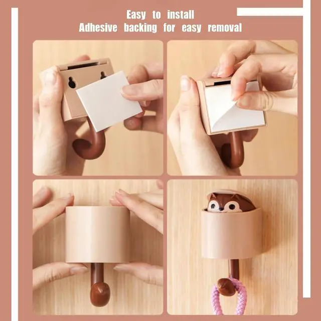 Alt view image 7 of 7 - 2pcs Creative Squirrel Gravity-Sensing Hook,Cute Pet Key Holder Wall Mount | Fun Pop-Up Hide-and-Seek Design, No-Drill,Durable ABS Materials, Ideal for Entryway/Bathroom, Holds Keys, Hats, Towels