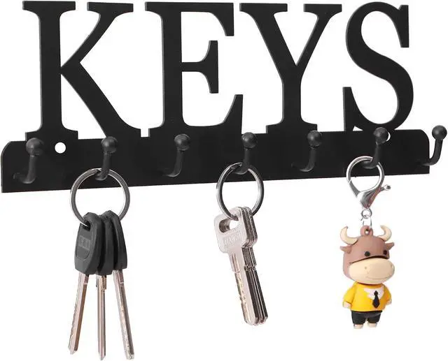 Alt view image 2 of 6 - Lixgifts Key Holder Wall Mounted Key Hooks for Wall Decorative with 7 Hooks Black Metal Key Organizer Rack Hanger for Entryway, Front Door, Hallway, Office 10X3.7 inches