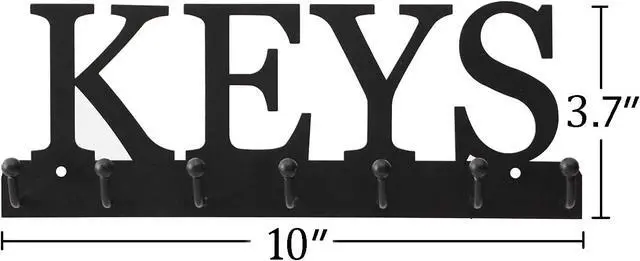 Alt view image 4 of 6 - Lixgifts Key Holder Wall Mounted Key Hooks for Wall Decorative with 7 Hooks Black Metal Key Organizer Rack Hanger for Entryway, Front Door, Hallway, Office 10X3.7 inches