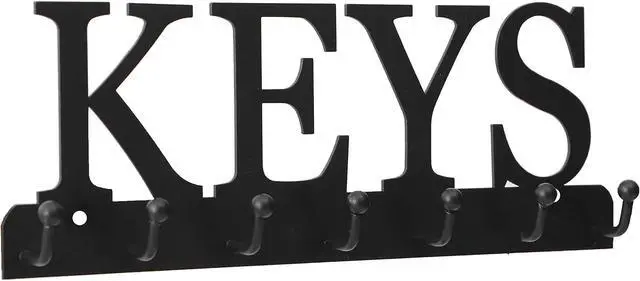 Alt view image 5 of 6 - Lixgifts Key Holder Wall Mounted Key Hooks for Wall Decorative with 7 Hooks Black Metal Key Organizer Rack Hanger for Entryway, Front Door, Hallway, Office 10X3.7 inches
