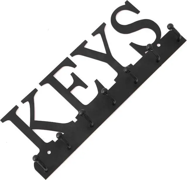 Alt view image 6 of 6 - Lixgifts Key Holder Wall Mounted Key Hooks for Wall Decorative with 7 Hooks Black Metal Key Organizer Rack Hanger for Entryway, Front Door, Hallway, Office 10X3.7 inches