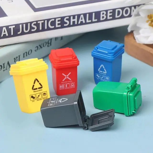 Alt view image 2 of 6 - 10pcs Mini Garbage Sorting Bins, House Decoration Props | 5 Colors, Scene Model Shooting Props Accessories, Suitable For Decoration Ornaments