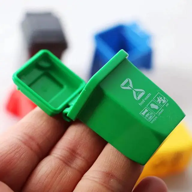 Alt view image 5 of 6 - 10pcs Mini Garbage Sorting Bins, House Decoration Props | 5 Colors, Scene Model Shooting Props Accessories, Suitable For Decoration Ornaments