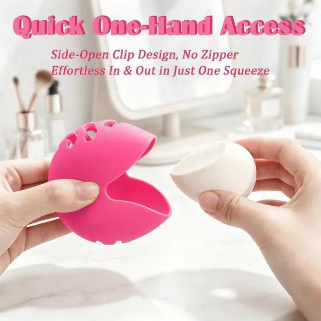 Alt view image 2 of 6 - Makeup Sponge Holder, Silicone Makeup Sponge Case, Breathable Make Up Sponge Case, Makeup Holder, Beauty Blender Bolder, Makeup Bag EssentialsBlack+Rose