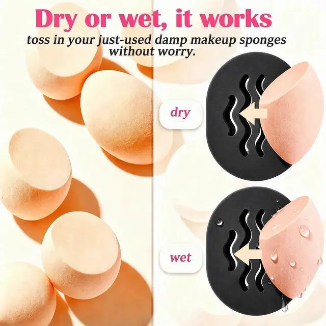 Alt view image 5 of 6 - Makeup Sponge Holder, Silicone Makeup Sponge Case, Breathable Make Up Sponge Case, Makeup Holder, Beauty Blender Bolder, Makeup Bag EssentialsBlack+Rose