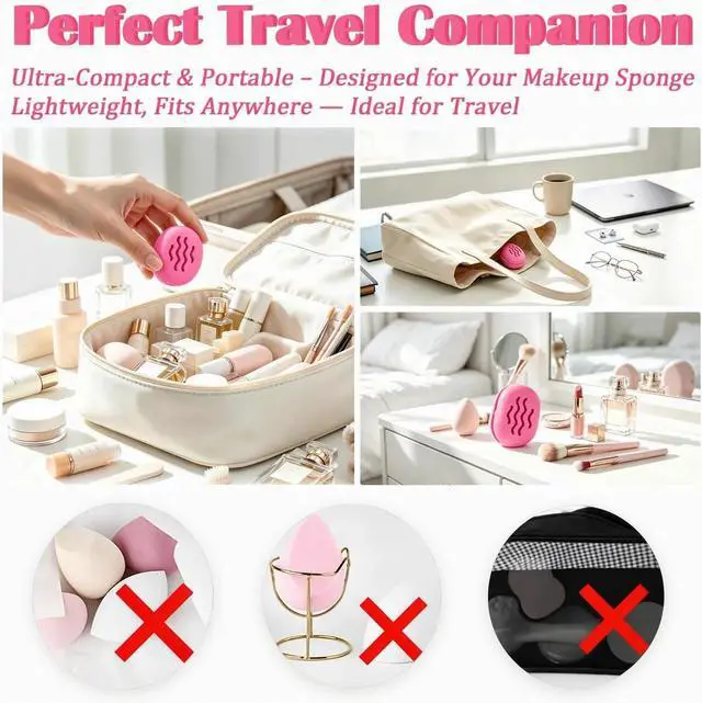 Alt view image 6 of 6 - Makeup Sponge Holder, Silicone Makeup Sponge Case, Breathable Make Up Sponge Case, Makeup Holder, Beauty Blender Bolder, Makeup Bag EssentialsBlack+Rose