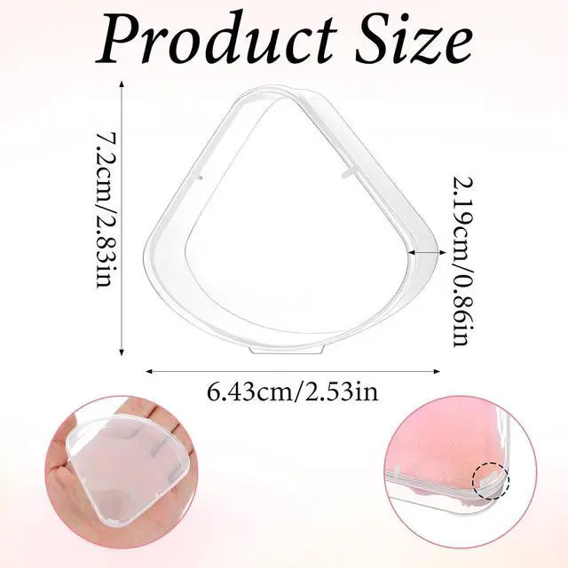 Alt view image 2 of 7 - Clear Makeup Puff Case 12 PCS Triangle Powder Holder Cases Portable Cosmetic Puffs Protective Makeup Sponge Container Box Travel Make Up Sponge Holder Clear Reusable Dust Proof Protective
