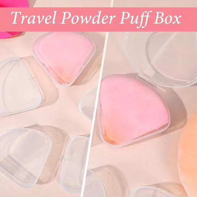 Alt view image 3 of 7 - Clear Makeup Puff Case 12 PCS Triangle Powder Holder Cases Portable Cosmetic Puffs Protective Makeup Sponge Container Box Travel Make Up Sponge Holder Clear Reusable Dust Proof Protective