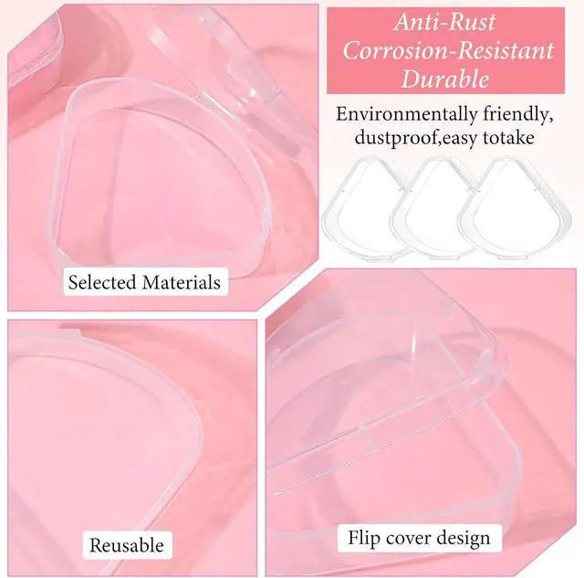 Alt view image 5 of 7 - Clear Makeup Puff Case 12 PCS Triangle Powder Holder Cases Portable Cosmetic Puffs Protective Makeup Sponge Container Box Travel Make Up Sponge Holder Clear Reusable Dust Proof Protective
