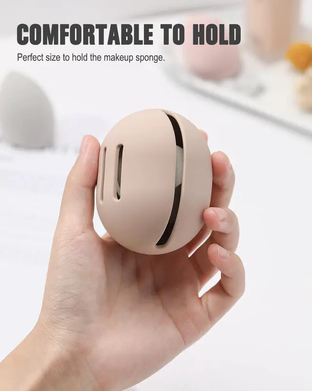 Alt view image 3 of 7 - FERYES Makeup Sponge Holder Shatterproof Eco-Friendly Silicone Beauty Make Up Blender Case for Travel - Khaki