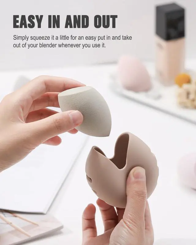 Alt view image 2 of 7 - FERYES Makeup Sponge Holder Shatterproof Eco-Friendly Silicone Beauty Make Up Blender Case for Travel - Khaki