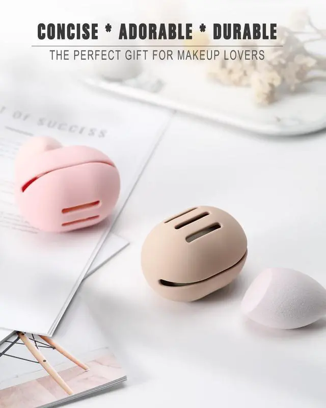 Alt view image 6 of 7 - FERYES Makeup Sponge Holder Shatterproof Eco-Friendly Silicone Beauty Make Up Blender Case for Travel - Khaki