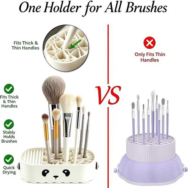 Alt view image 3 of 7 - Makeup Brush Cleaner Mat Upgraded 4 in 1 Silicone Makeup Brush Cleaner Bowl Cosmetic Brushes Cleaning Tool Organizer for Storage and Air Drying (Purple)