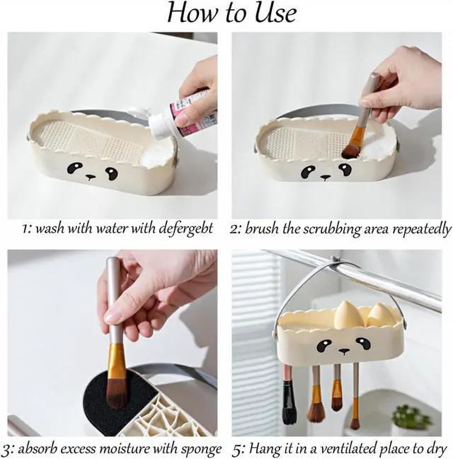 Alt view image 2 of 7 - Makeup Brush Cleaner Mat Upgraded 4 in 1 Silicone Makeup Brush Cleaner Bowl Cosmetic Brushes Cleaning Tool Organizer for Storage and Air Drying (Purple)