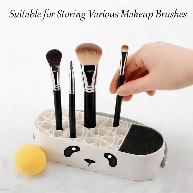 Alt view image 4 of 7 - Makeup Brush Cleaner Mat Upgraded 4 in 1 Silicone Makeup Brush Cleaner Bowl Cosmetic Brushes Cleaning Tool Organizer for Storage and Air Drying (Purple)