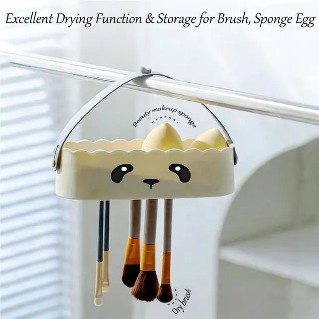 Alt view image 6 of 7 - Makeup Brush Cleaner Mat Upgraded 4 in 1 Silicone Makeup Brush Cleaner Bowl Cosmetic Brushes Cleaning Tool Organizer for Storage and Air Drying (Purple)