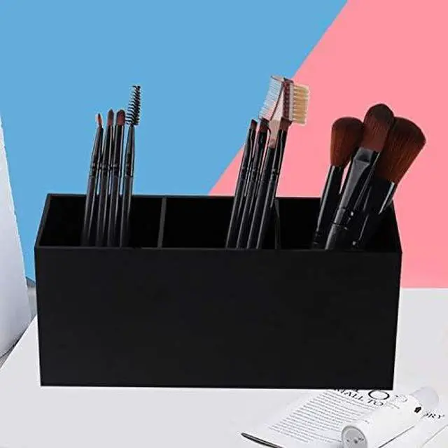 Alt view image 2 of 7 - Weiai Black Makeup Brush Holder Organizer, 3 Slot Acrylic Cosmetics Brushes Storage Solution