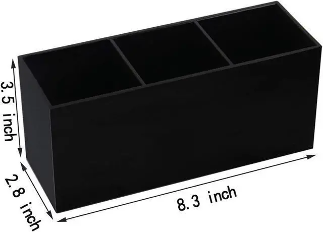 Alt view image 4 of 7 - Weiai Black Makeup Brush Holder Organizer, 3 Slot Acrylic Cosmetics Brushes Storage Solution