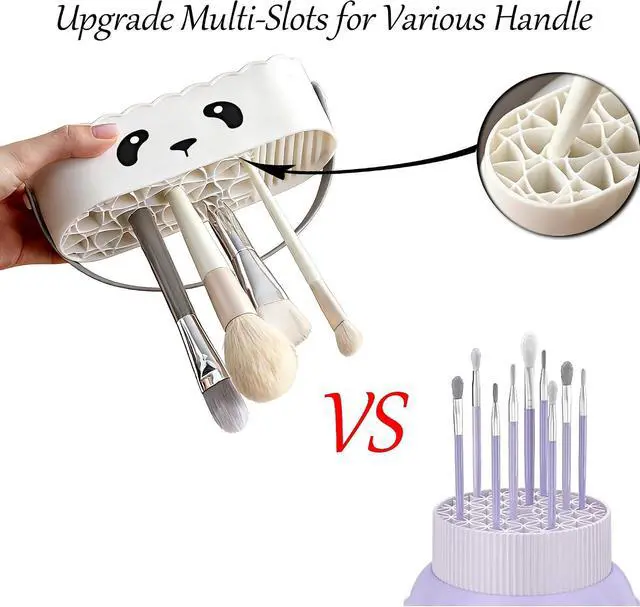 Alt view image 7 of 7 - Makeup Brush Cleaner Mat Upgraded 4 in 1 Silicone Makeup Brush Cleaner Bowl Cosmetic Brushes Cleaning Tool Organizer for Storage and Air Drying (Purple)