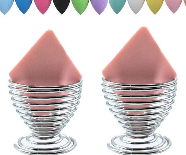 Main image of LanMa Beauty Sponge Blender Holder,(2 Pack Silver) Makeup Sponge Drying Stand Storage Egg Powder Puff Display Stand