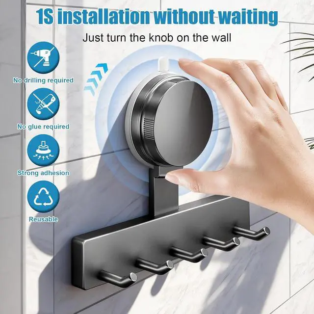Alt view image 2 of 7 - 2PCS Suction Cup Razor Holder, Suction Cup Holder for Shower Wall, Removable and Reusable Vacuum Shower Hooks for Towel Loofah Shaver, No-Drill Bathroom Kitchen Shaver Holder, Gray