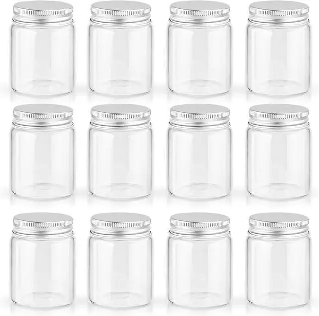 Main image of 12 Pack 2Ounces Glass Jars with Lids,Clear Mini Mason Jars Glass Jars with Aluminum Airtight Lids Round Canning Storage Jars Containers for Essential Oils,Cream,Powders,Ointments,Herbs,Art Craft