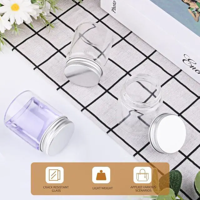 Alt view image 5 of 7 - 12 Pack 2Ounces Glass Jars with Lids,Clear Mini Mason Jars Glass Jars with Aluminum Airtight Lids Round Canning Storage Jars Containers for Essential Oils,Cream,Powders,Ointments,Herbs,Art Craft
